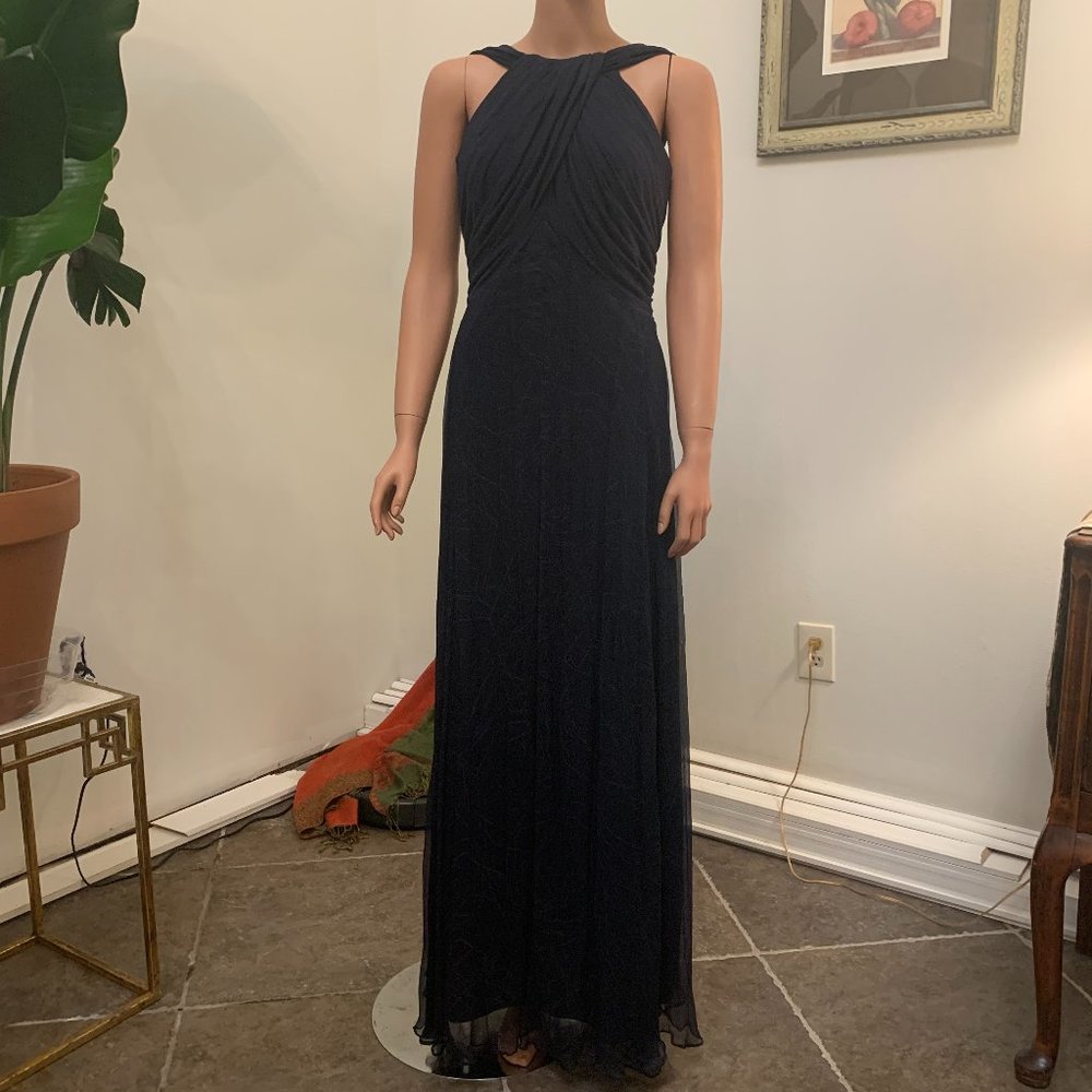 Tadashi navy blue evening gown